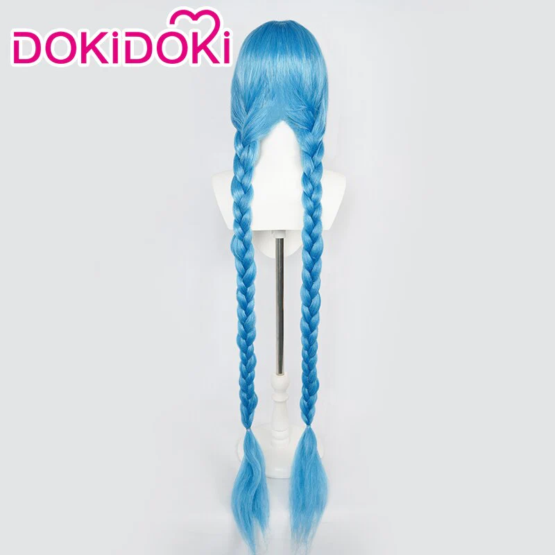 【Partially Ready For Ship】【Front Lace】DokiDoki Anime Game Cosplay Wig Blue Braided Pigtail / Hairtied / Long Straight Version Hair / Tattoo Sticker / Necklace / Bullet Headwear - Image 14