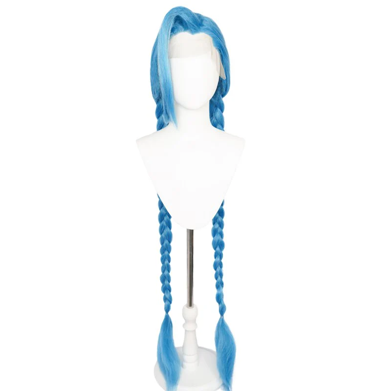 【Partially Ready For Ship】【Front Lace】DokiDoki Anime Game Cosplay Wig Blue Braided Pigtail / Hairtied / Long Straight Version Hair / Tattoo Sticker / Necklace / Bullet Headwear - Image 16