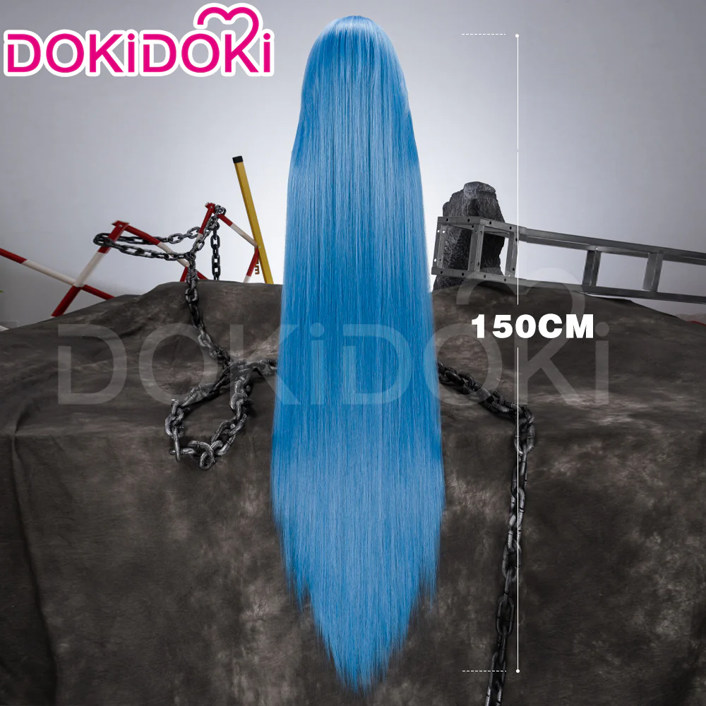 【Partially Ready For Ship】【Front Lace】DokiDoki Anime Game Cosplay Wig Blue Braided Pigtail / Hairtied / Long Straight Version Hair / Tattoo Sticker / Necklace / Bullet Headwear - Image 19