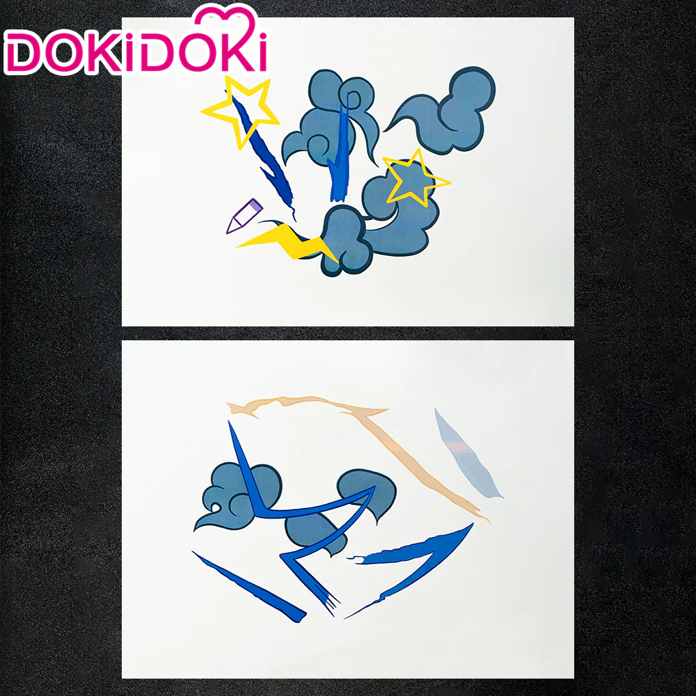 【Partially Ready For Ship】【Front Lace】DokiDoki Anime Game Cosplay Wig Blue Braided Pigtail / Hairtied / Long Straight Version Hair / Tattoo Sticker / Necklace / Bullet Headwear - Image 22
