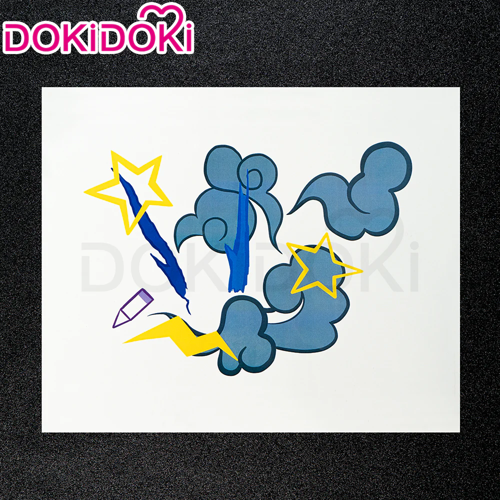 【Partially Ready For Ship】【Front Lace】DokiDoki Anime Game Cosplay Wig Blue Braided Pigtail / Hairtied / Long Straight Version Hair / Tattoo Sticker / Necklace / Bullet Headwear - Image 23