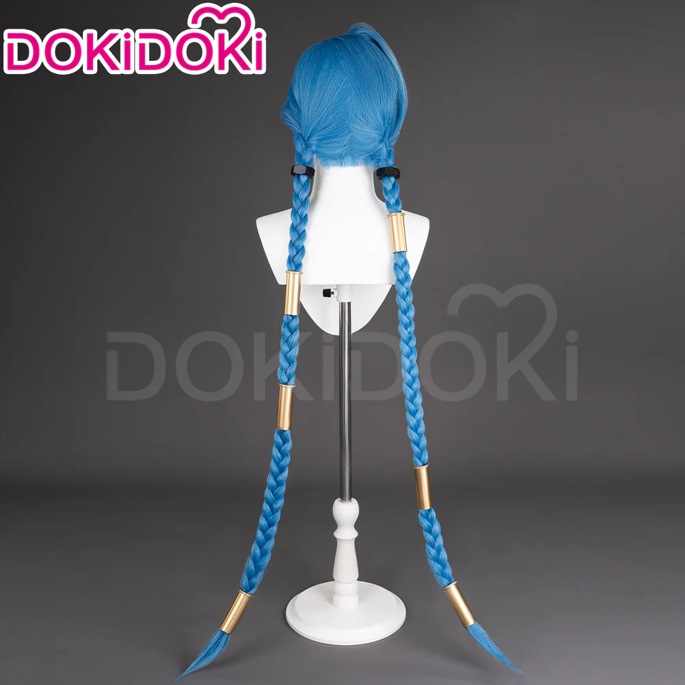 【Partially Ready For Ship】【Front Lace】DokiDoki Anime Game Cosplay Wig Blue Braided Pigtail / Hairtied / Long Straight Version Hair / Tattoo Sticker / Necklace / Bullet Headwear - Image 26