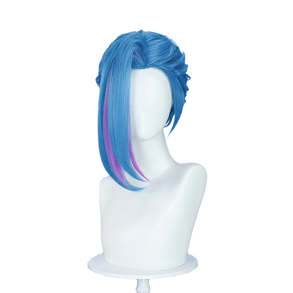 【Partially Ready For Ship】【Front Lace】DokiDoki Anime Game Cosplay Wig Blue Braided Pigtail / Hairtied / Long Straight Version Hair / Tattoo Sticker / Necklace / Bullet Headwear - Image 7