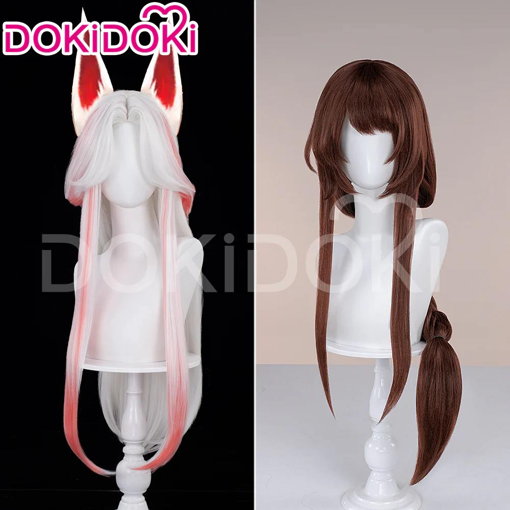 【Character Ver Ready For Ship】DokiDoki Game Cosplay Wig Long Brown Hair White