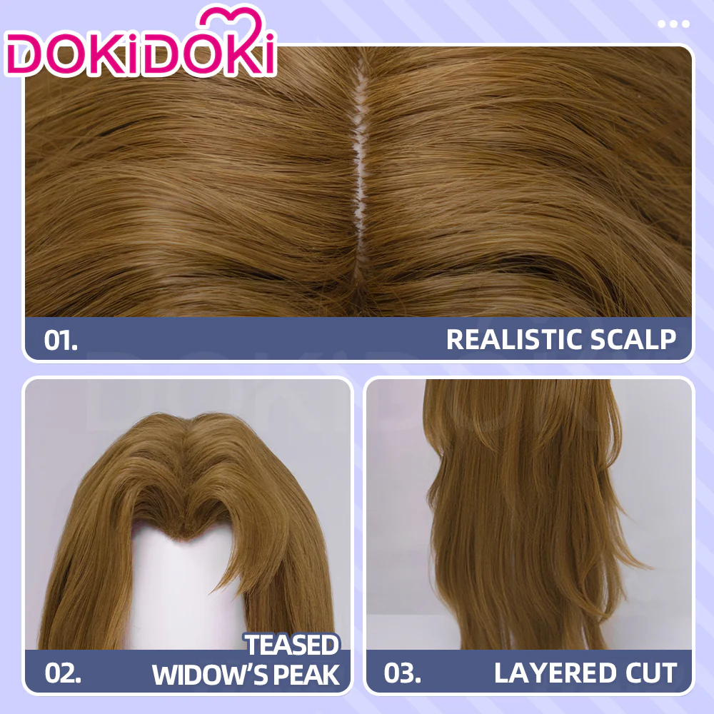 DokiDoki Game Cosplay Wig Long Curly Brown Hair - Image 4