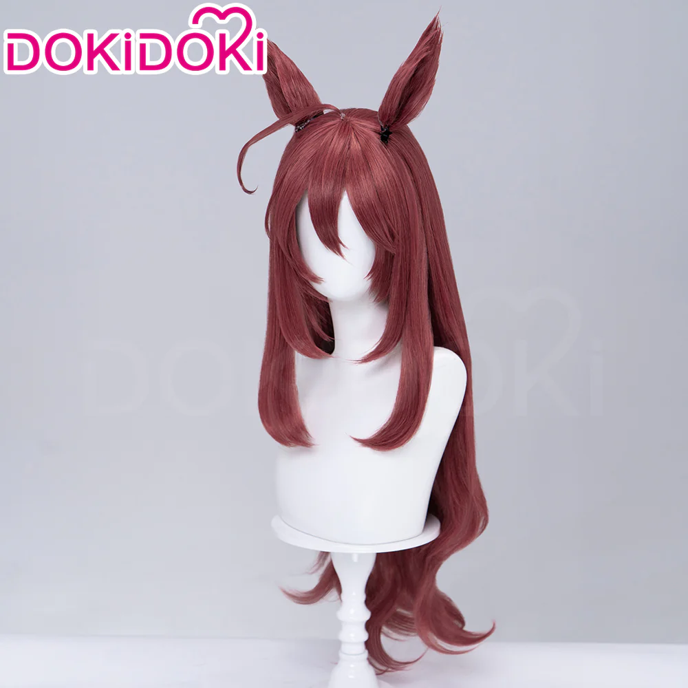 【Ready For Ship】DokiDoki Game Cosplay Wig Long Curly Brown Hair Detachable Ears - Image 2