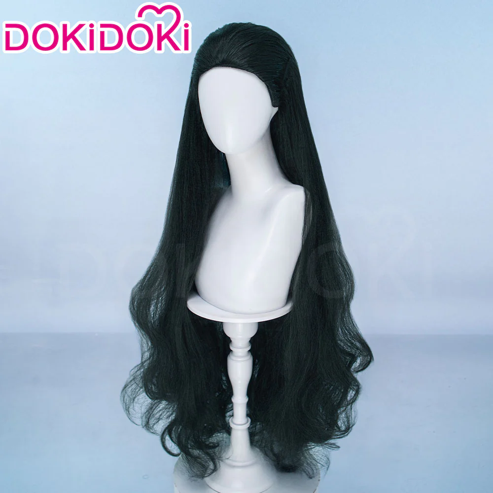 DokiDoki Game Cosplay Wig Long Curly Dark Green Hair - Image 2