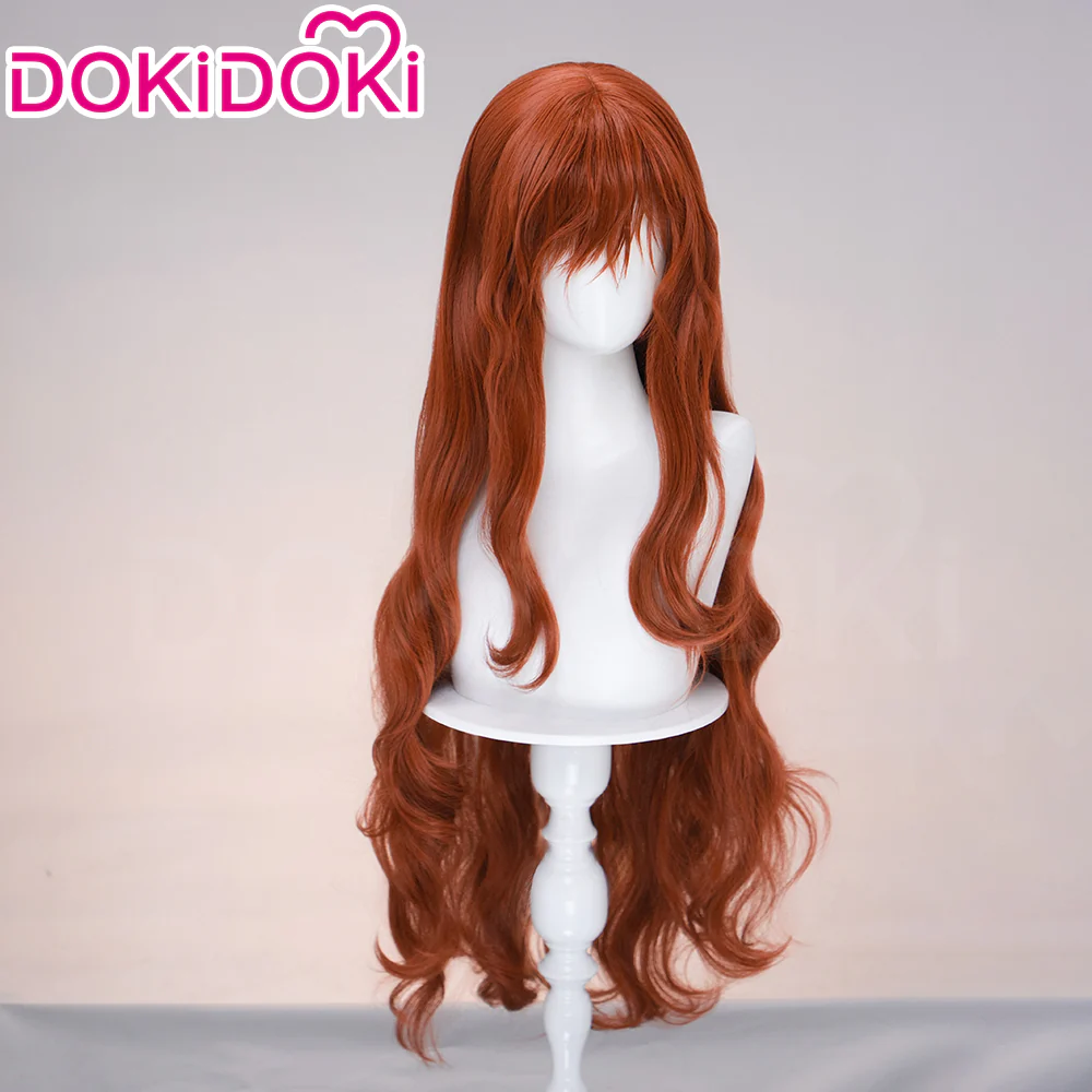 DokiDoki Game Cosplay Wig Long Curly Dark Red Hair - Image 3