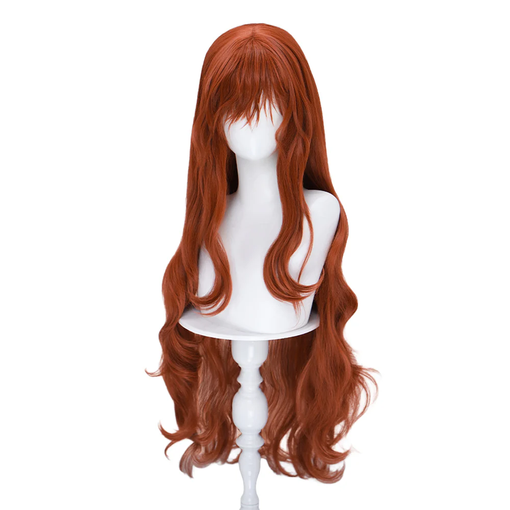 DokiDoki Game Cosplay Wig Long Curly Dark Red Hair - Image 5
