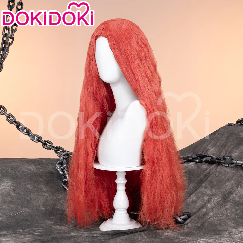 【Ready For Ship】DokiDoki Game Cosplay Wig Long Curly Red Hair / Helmet - Image 2