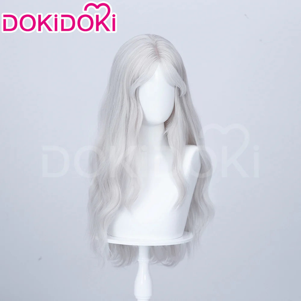 【Ready For Ship】DokiDoki Game Cosplay Wig Long Curly Silver Hair - Image 3