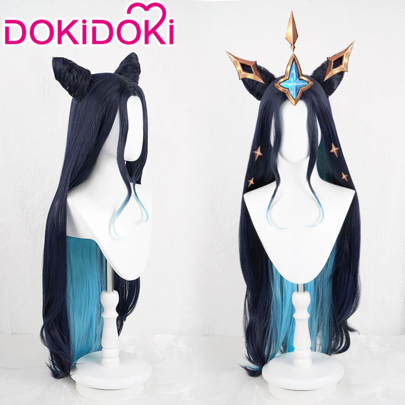 【Ready For Ship】DokiDoki Game Cosplay Wig Long Curly Blue Hair