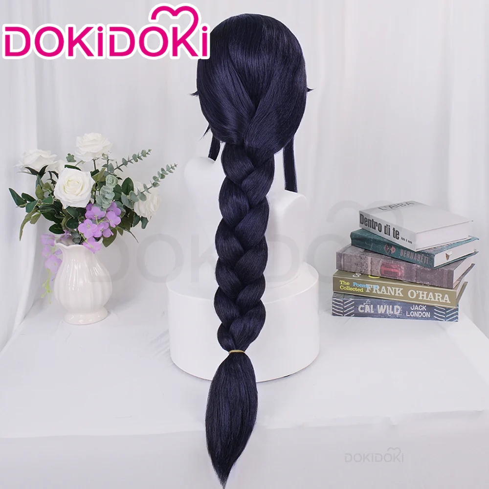 【Ready For Ship】DokiDoki Game Cosplay Wig Long Purple Hair Tied Braids/Hair Band Animal Ear - Image 3