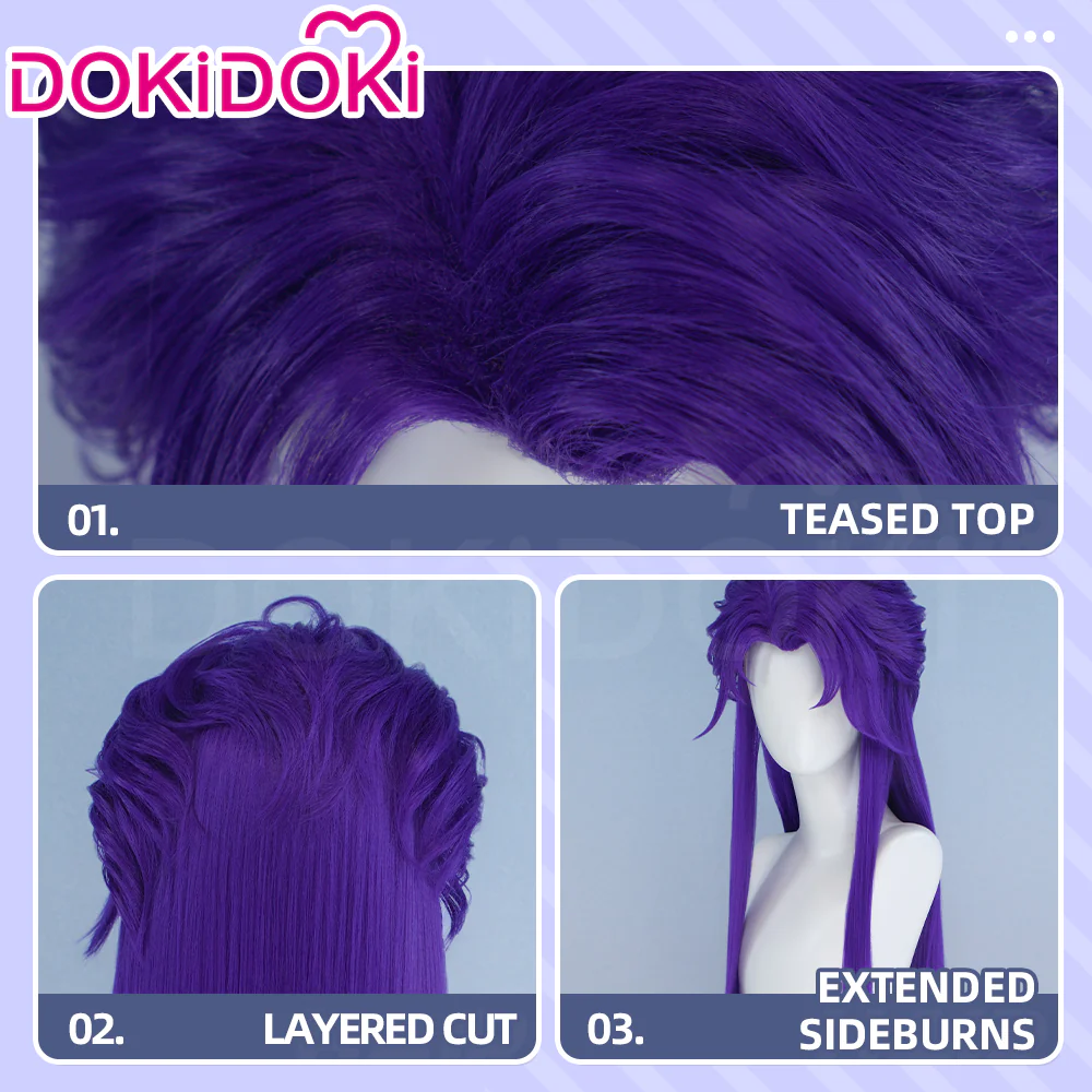DokiDoki Game Cosplay Wig Long Purple Hair Halloween - Image 4