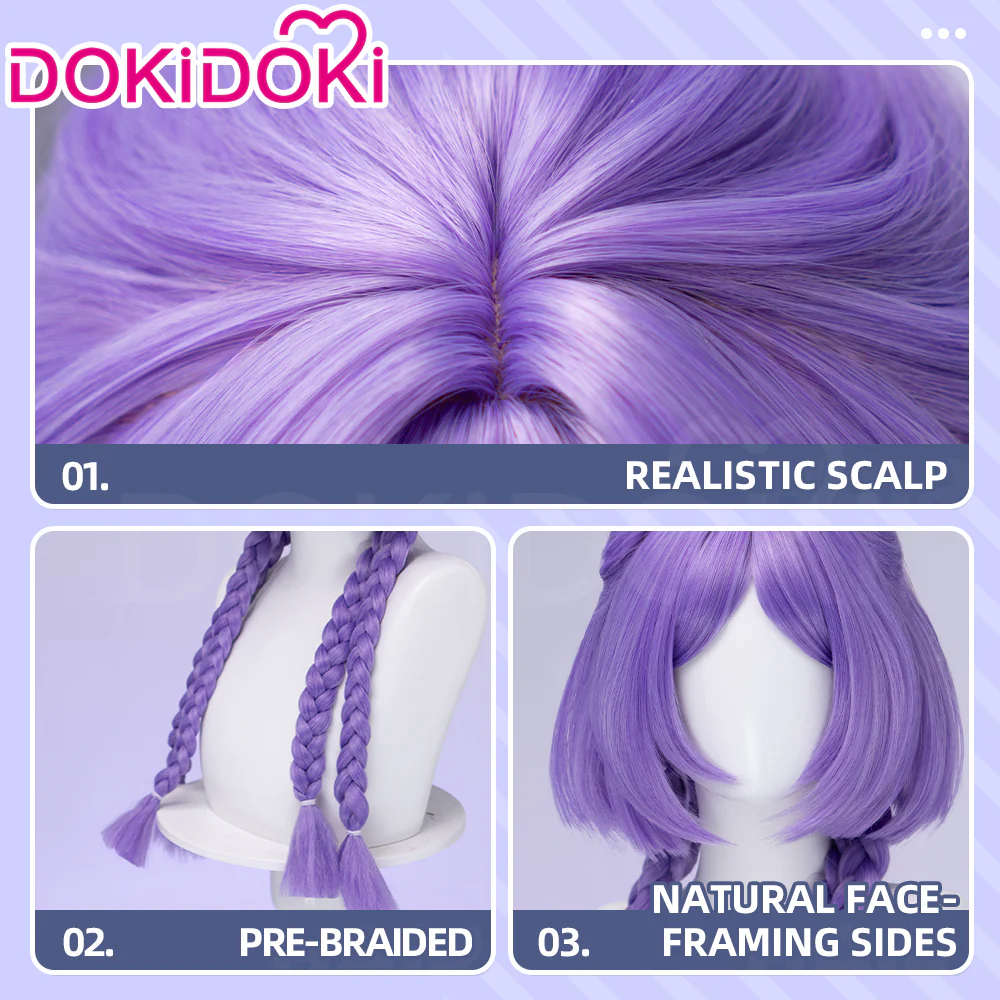 DokiDoki Game Cosplay Wig Long Purple Long braids Hair - Image 2