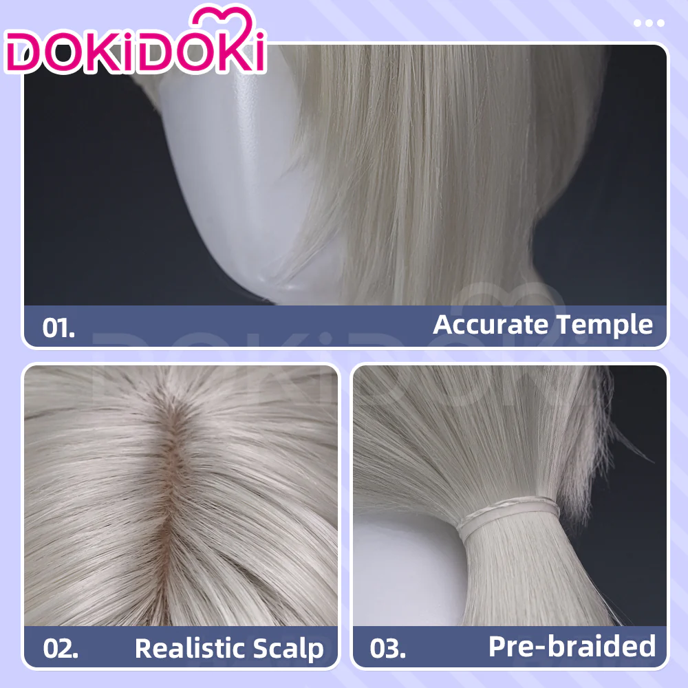 【Ready For Ship】DokiDoki Game Cosplay Wig Long Silver Hair - Image 4