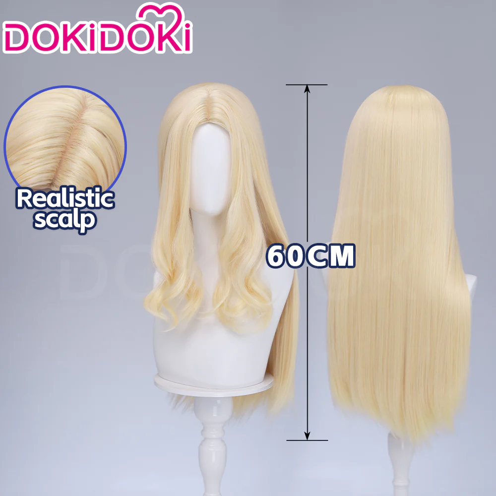 DokiDoki Game Cosplay Wig Long Straight Blonde Hair