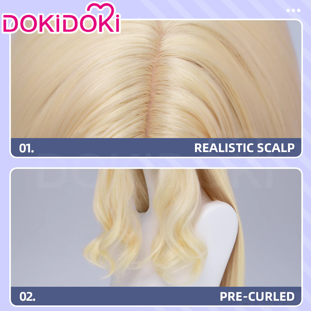 DokiDoki Game Cosplay Wig Long Straight Blonde Hair - Image 4