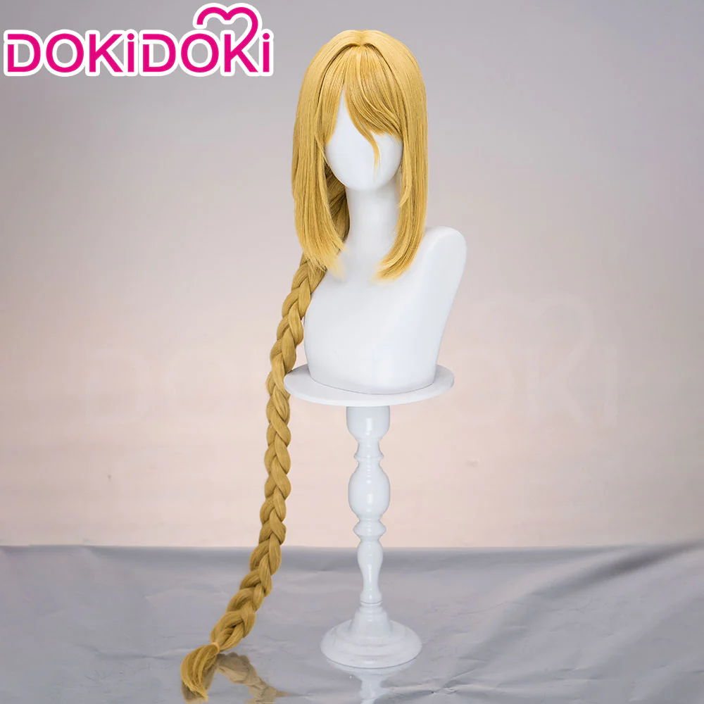 DokiDoki Game Cosplay Wig Long Straight Golden Single Braided Hair - Image 2