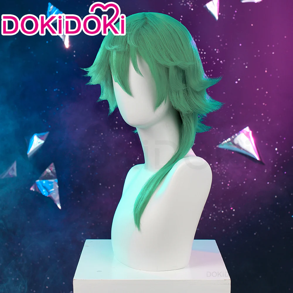 【Ready For Ship】DokiDoki Game Cosplay Wig / Glasses Long Straight Green Hair - Image 3