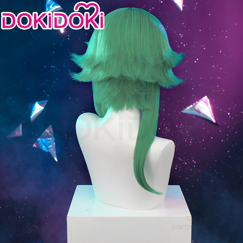 【Ready For Ship】DokiDoki Game Cosplay Wig / Glasses Long Straight Green Hair - Image 4