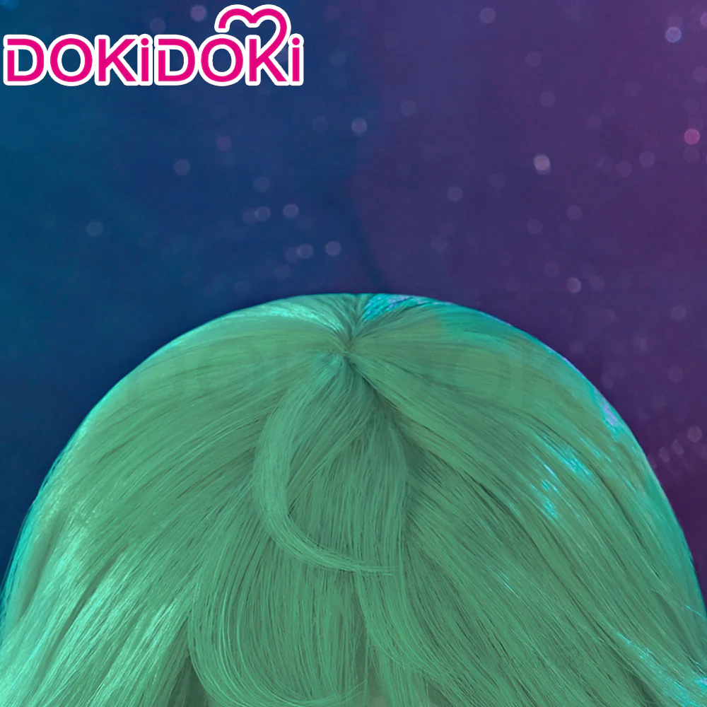 【Ready For Ship】DokiDoki Game Cosplay Wig / Glasses Long Straight Green Hair - Image 5