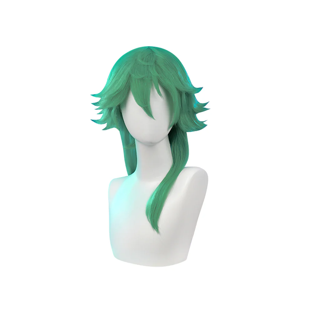 【Ready For Ship】DokiDoki Game Cosplay Wig / Glasses Long Straight Green Hair - Image 6