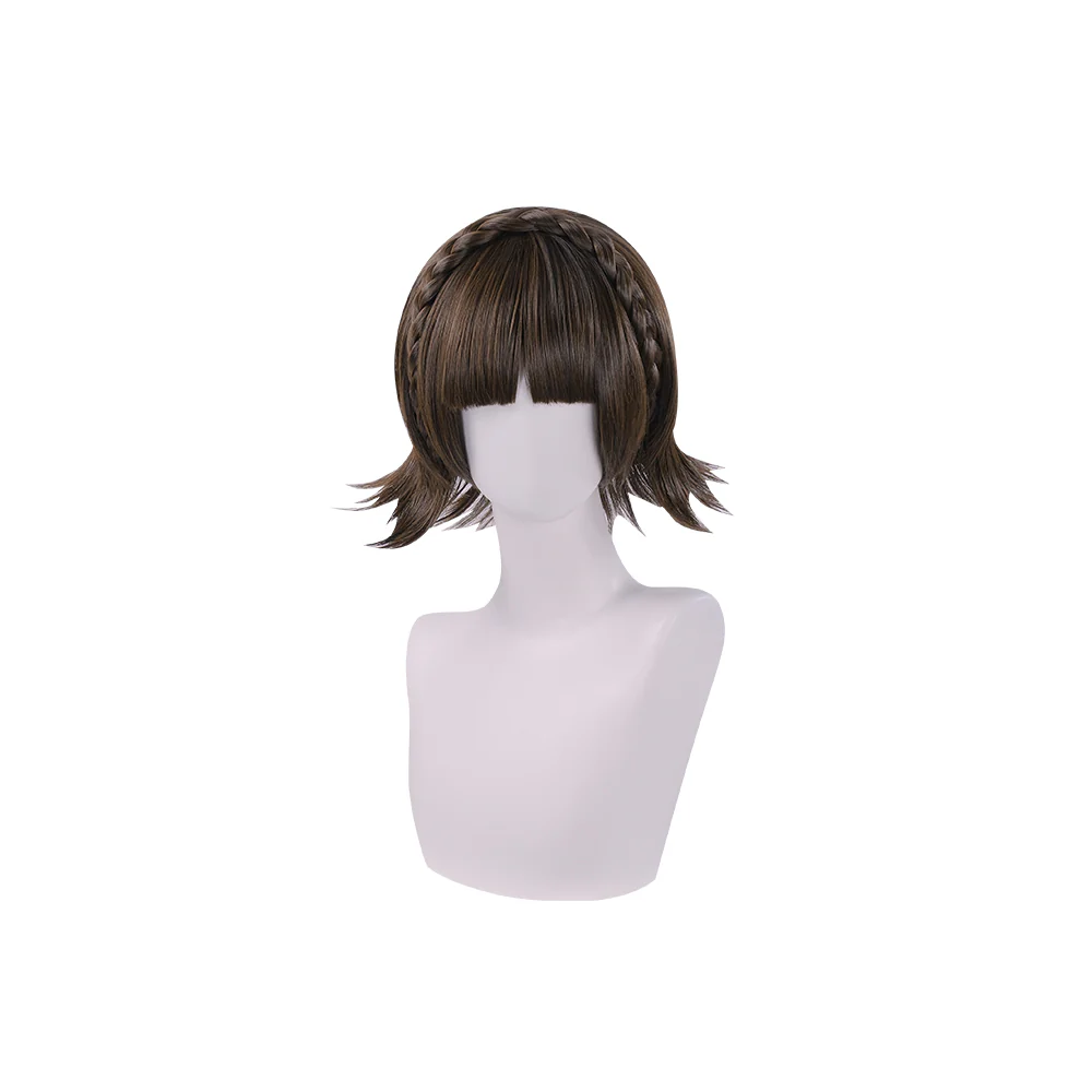【Ready For Ship】DokiDoki Game Cosplay Wig Queen Makotoo Niijimaa Short Brown Hair - Image 5