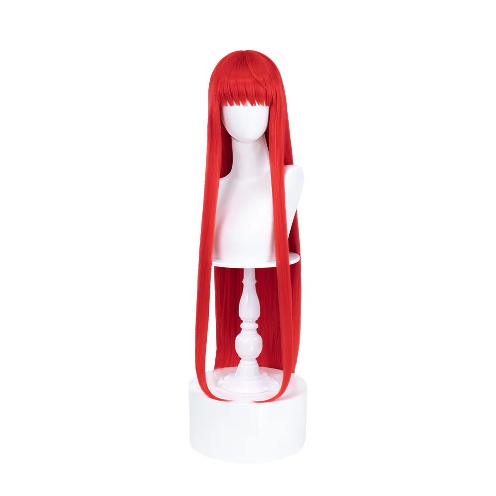 【Ready For Ship】DokiDoki Game Cosplay Wig Red Long Straight Bangs Hair - Image 5
