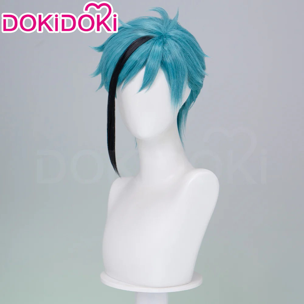 【Ready For Ship】DokiDoki Game Cosplay Wig Short Blue Black Highlight Hair - Image 2