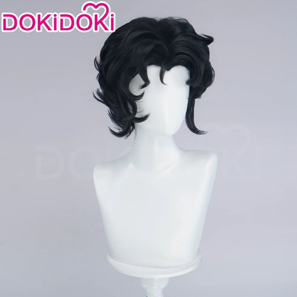 DokiDoki Game Cosplay Wig Short Curly Black Hair Halloween - Image 3