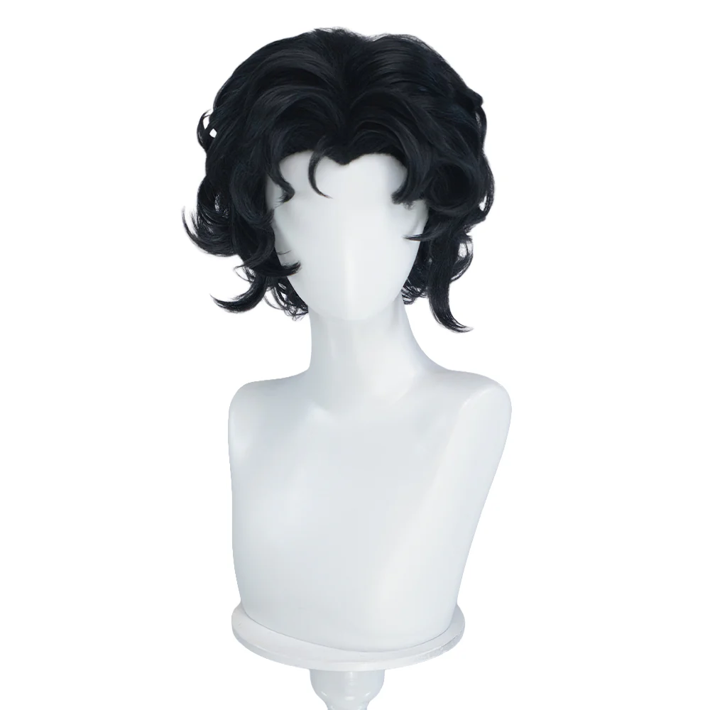 DokiDoki Game Cosplay Wig Short Curly Black Hair Halloween - Image 5