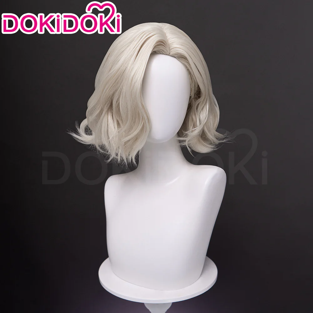 DokiDoki Game Cosplay Wig Short Curly Blonde Hair - Image 3