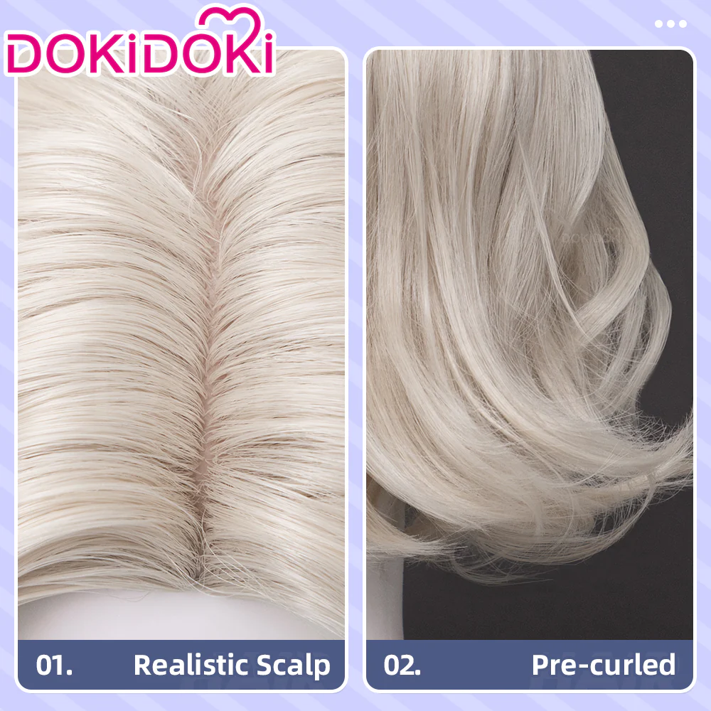 DokiDoki Game Cosplay Wig Short Curly Blonde Hair - Image 4