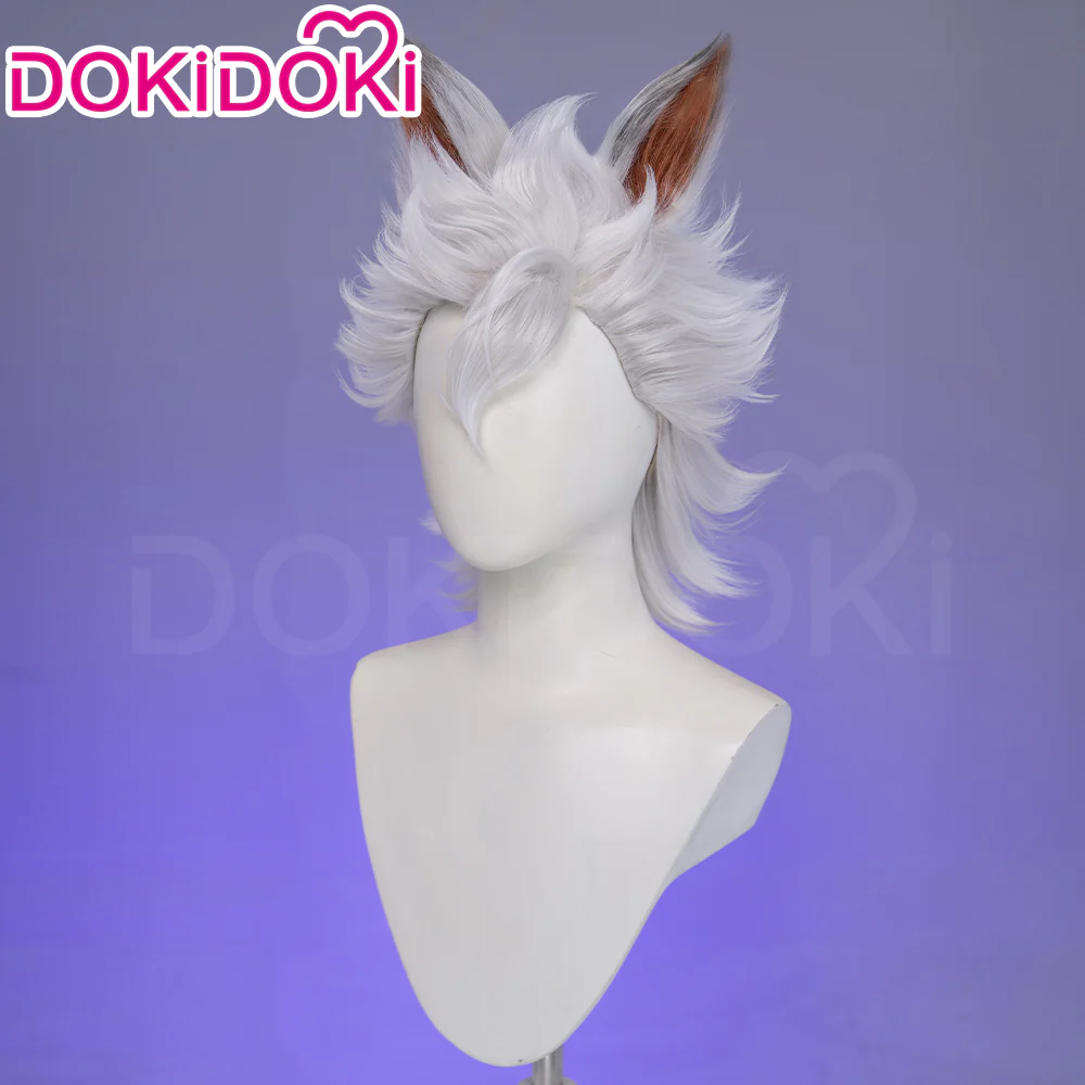 【Ready For Ship】DokiDoki Game Cosplay Wig Short Curly Silver Hair Wolf - Image 2