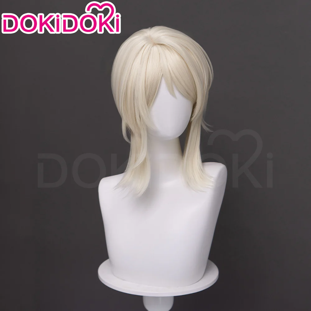 DokiDoki Game Cosplay Wig Short Light Blond Hair - Image 3