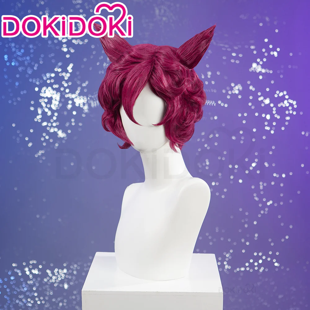 【Ready For Ship】DokiDoki Game Cosplay Wig Short Rose Red Hair - Image 2