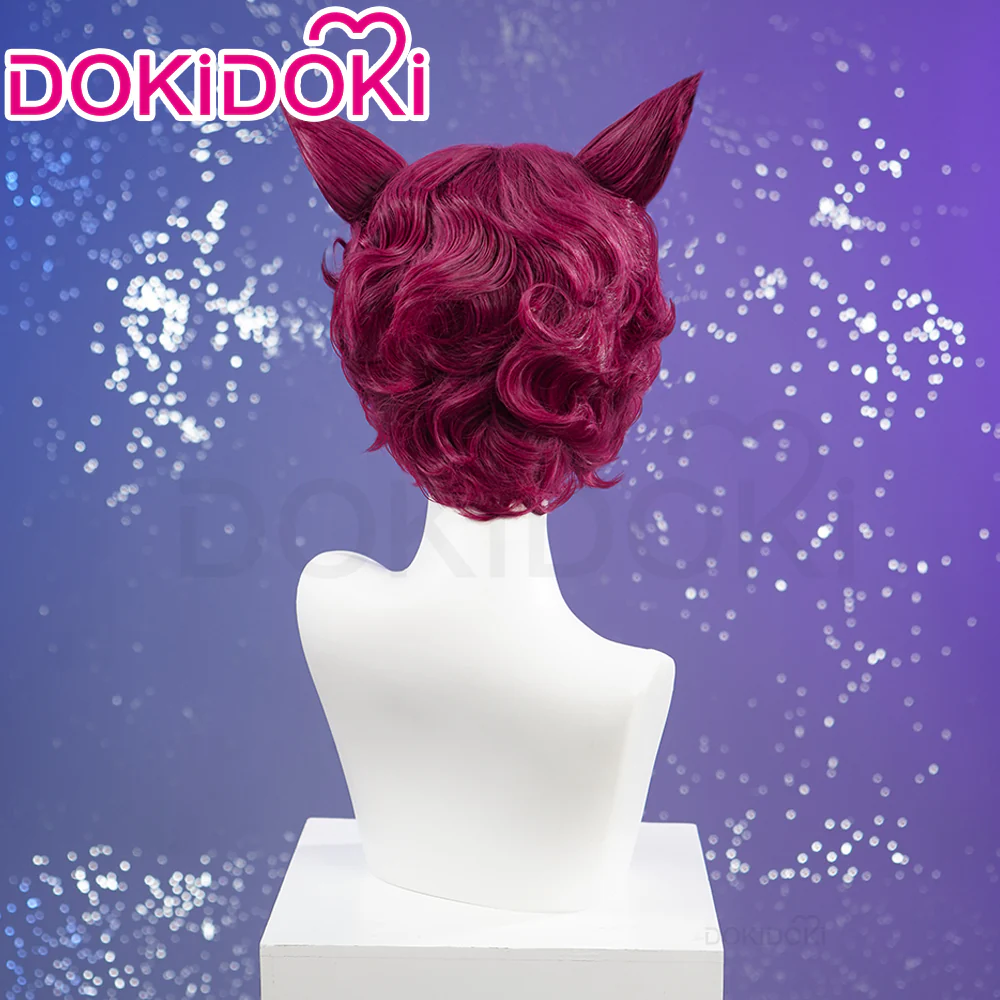 【Ready For Ship】DokiDoki Game Cosplay Wig Short Rose Red Hair - Image 3