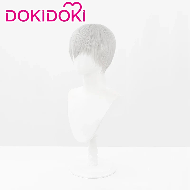 DokiDoki Game Cosplay Wig Short Straight Silver Hair - Image 2