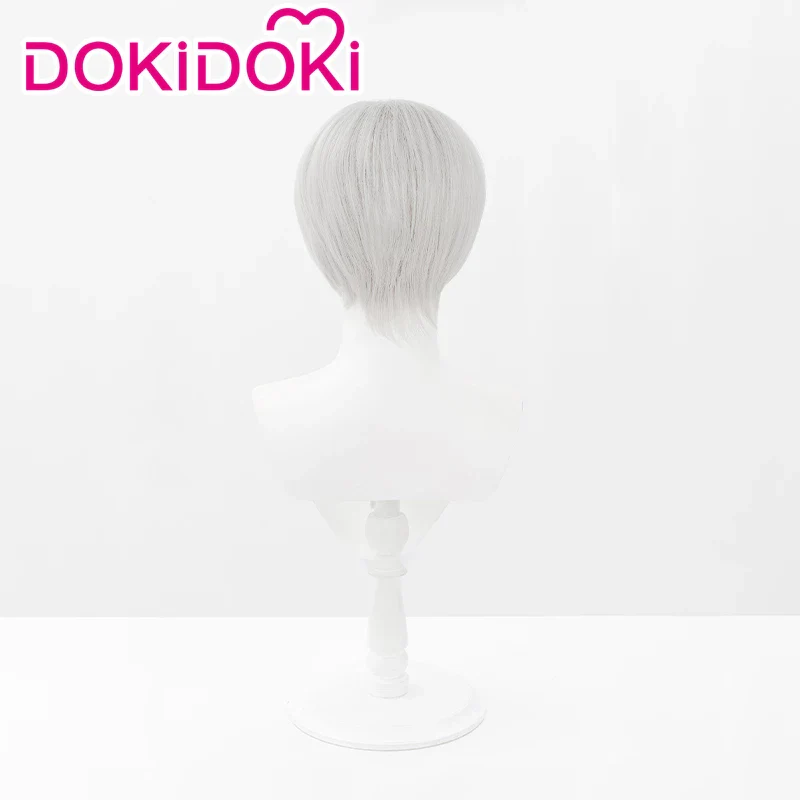 DokiDoki Game Cosplay Wig Short Straight Silver Hair - Image 3