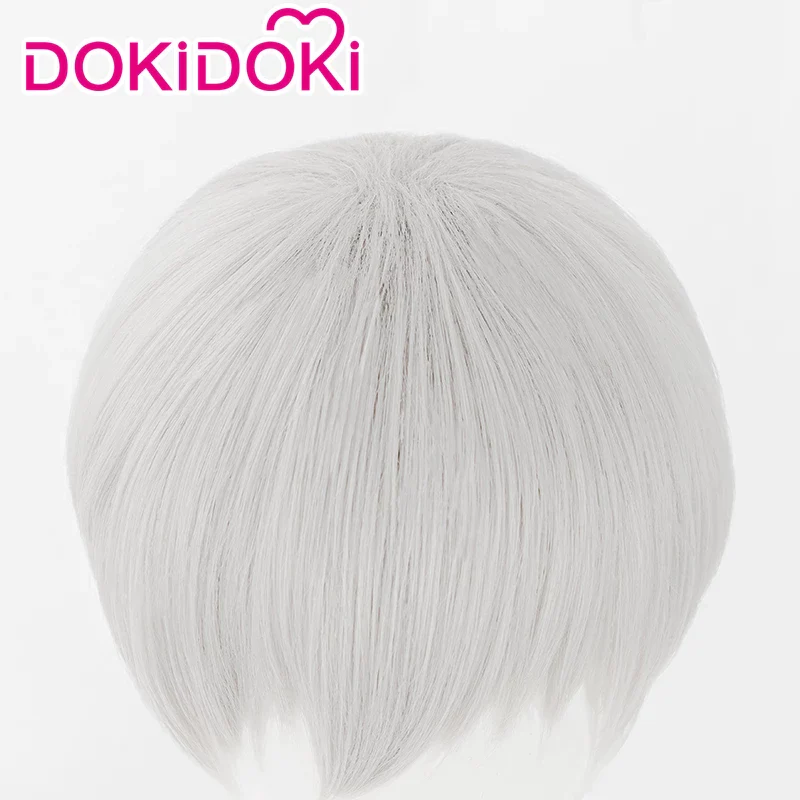 DokiDoki Game Cosplay Wig Short Straight Silver Hair - Image 4