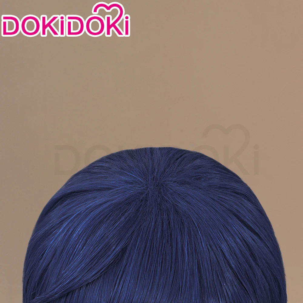 DokiDoki Game Cosplay Wig Short Straight Blue Hair Men - Image 4