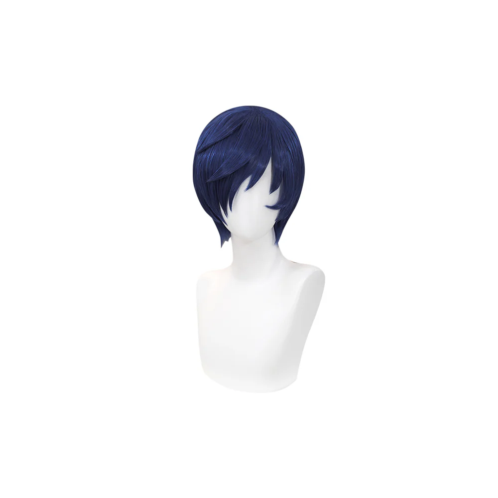 DokiDoki Game Cosplay Wig Short Straight Blue Hair Men - Image 5