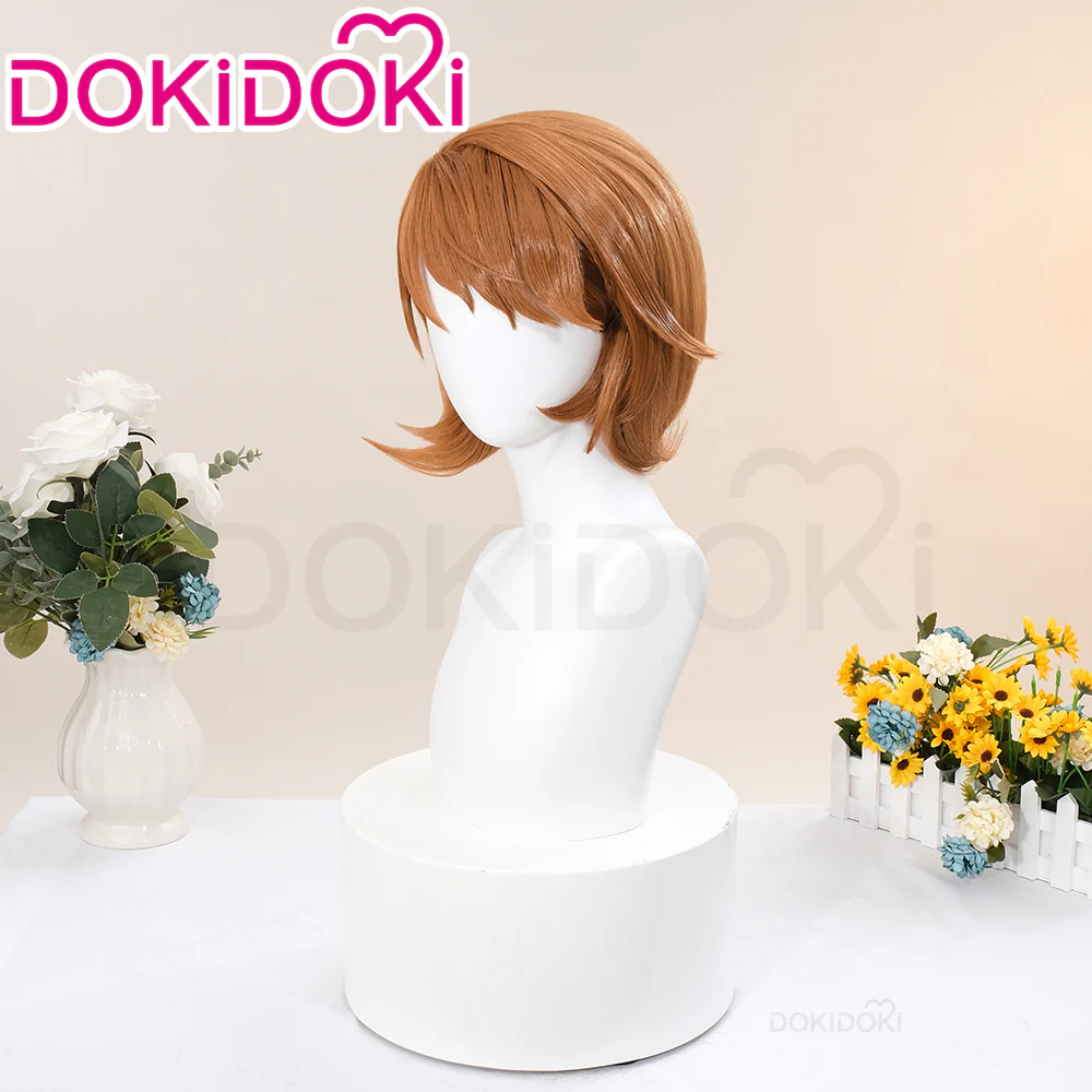 【Ready For Ship】DokiDoki Game Cosplay Wig Short Straight Brown Hair - Image 2