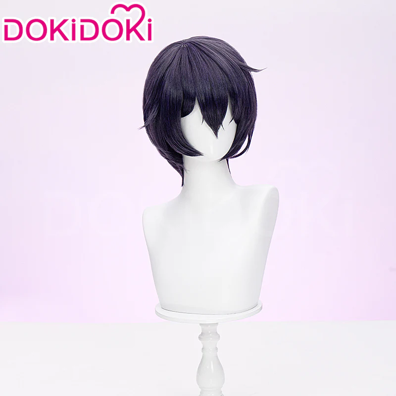 【Ready For Ship】DokiDoki Game Cosplay Wig Short Straight Dark Purple Hair - Image 2