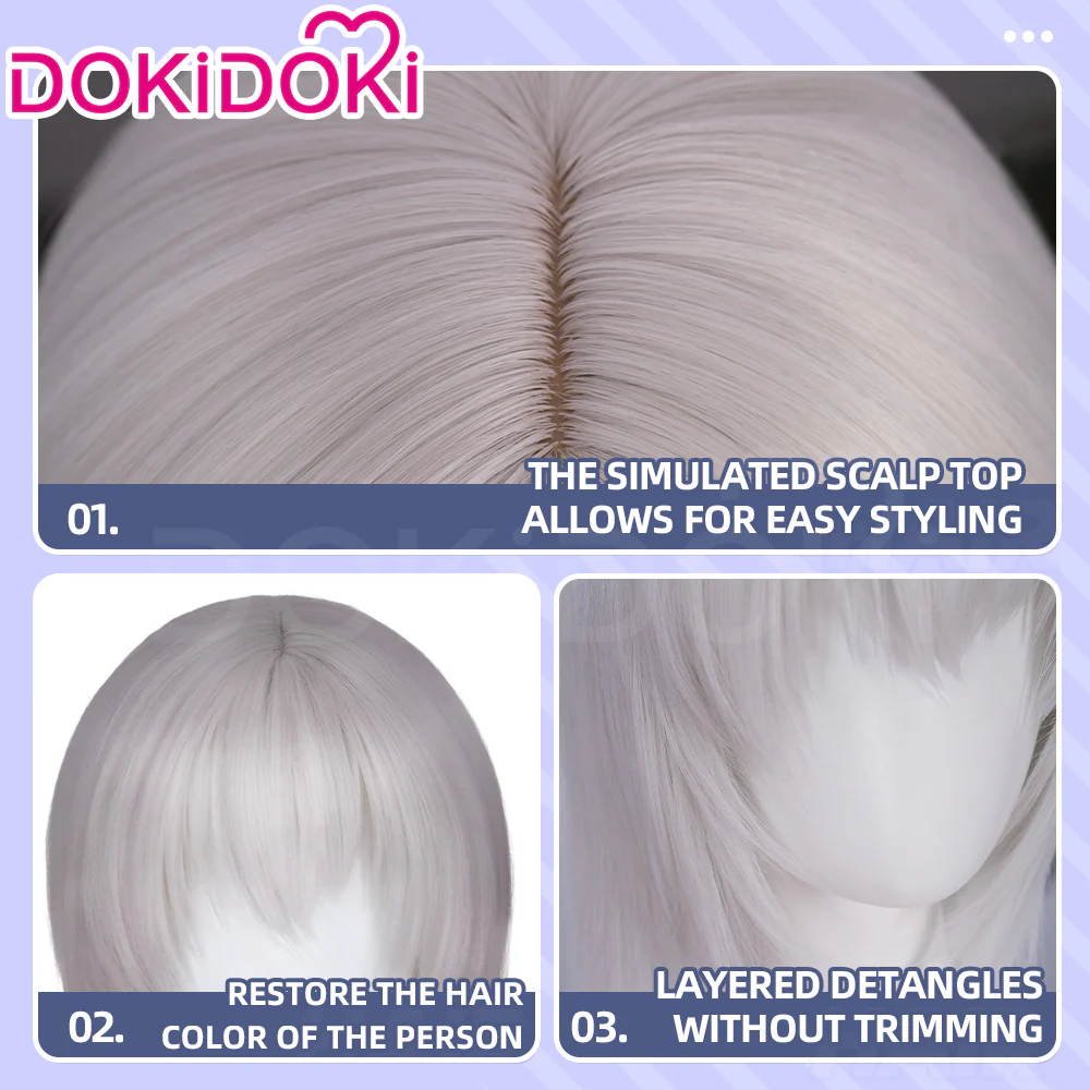 【Ready For Ship】DokiDoki Game Cosplay Wig / Necklace Short Straight Dark / Light Grey Men Hair - Image 14