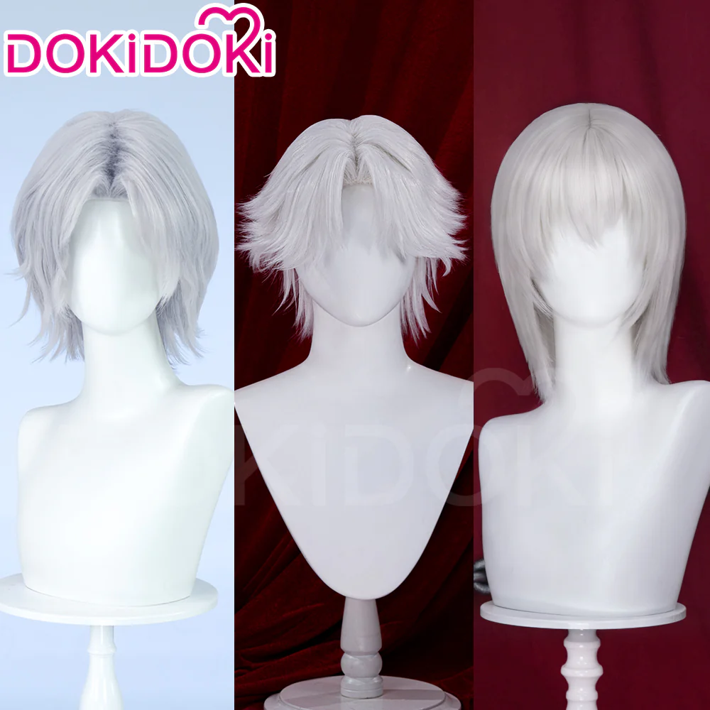 【Ready For Ship】DokiDoki Game Cosplay Wig / Necklace Short Straight Dark / Light Grey Men Hair - Image 2