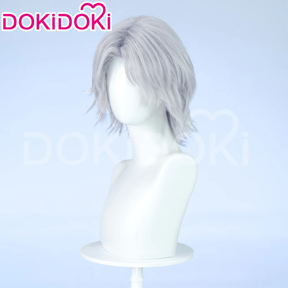 【Ready For Ship】DokiDoki Game Cosplay Wig / Necklace Short Straight Dark / Light Grey Men Hair - Image 3