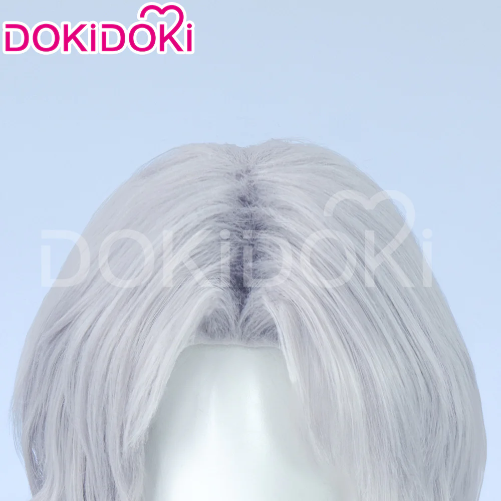 【Ready For Ship】DokiDoki Game Cosplay Wig / Necklace Short Straight Dark / Light Grey Men Hair - Image 5