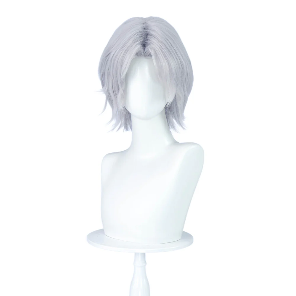 【Ready For Ship】DokiDoki Game Cosplay Wig / Necklace Short Straight Dark / Light Grey Men Hair - Image 6
